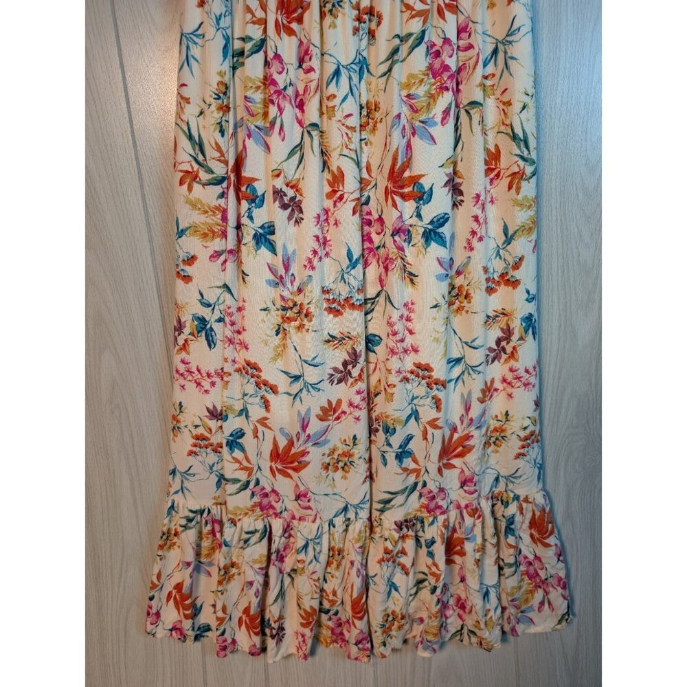 Torrid Dress Womens 1 1X Ivory Floral Lace Inset Maxi Sleeveless Pockets Boho - Picture 3 of 9